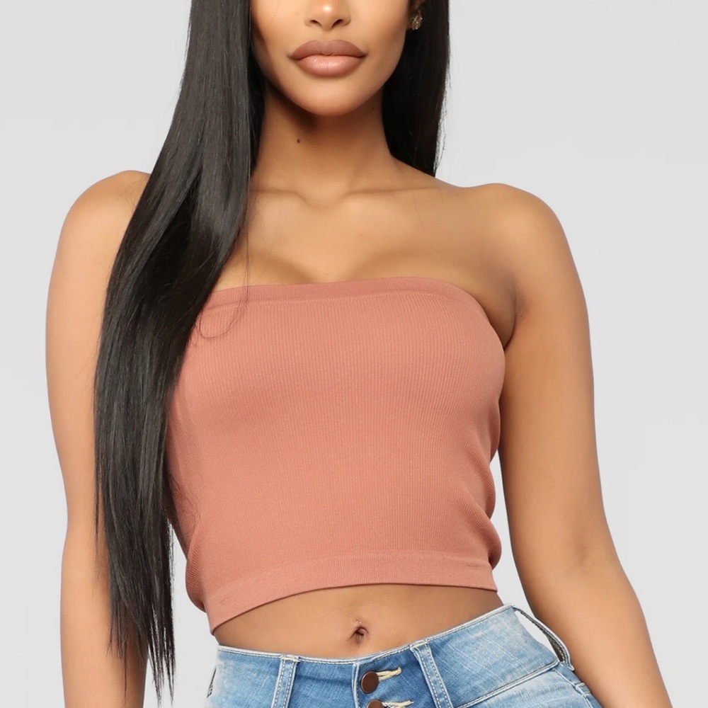 Brown tube top crop top